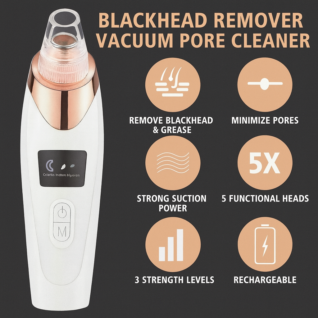 Electric Pore Vacuum Device - Professional Blackhead Remover & Deep Facial Cleanser Tool