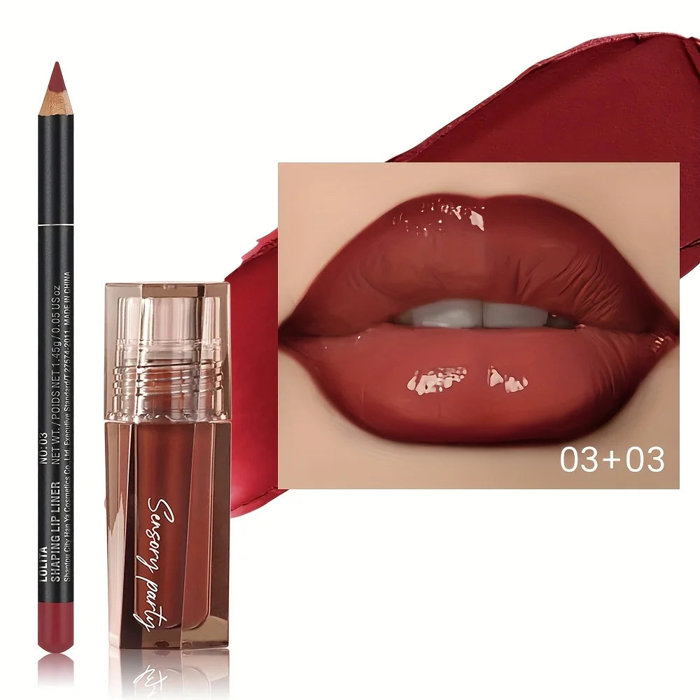 Hydrating Lip Gloss & Liner Set – Long-lasting, 3D Precision, Versatile Finish