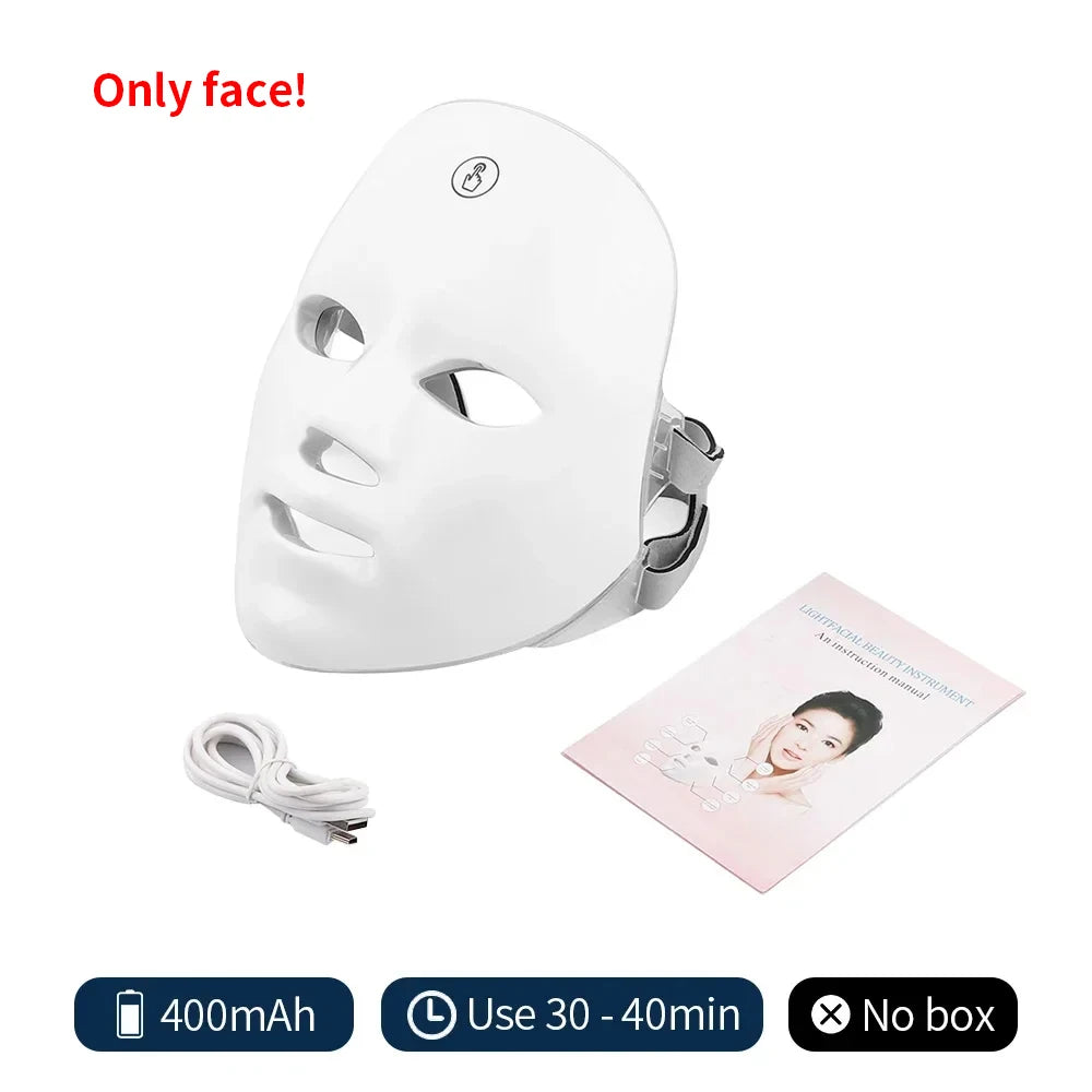 7-Color LED Photon Therapy Mask - Wireless Facial & Neck Skin Rejuvenation Device