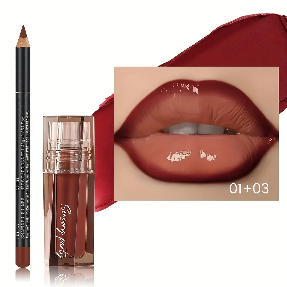 Hydrating Lip Gloss & Liner Set – Long-lasting, 3D Precision, Versatile Finish