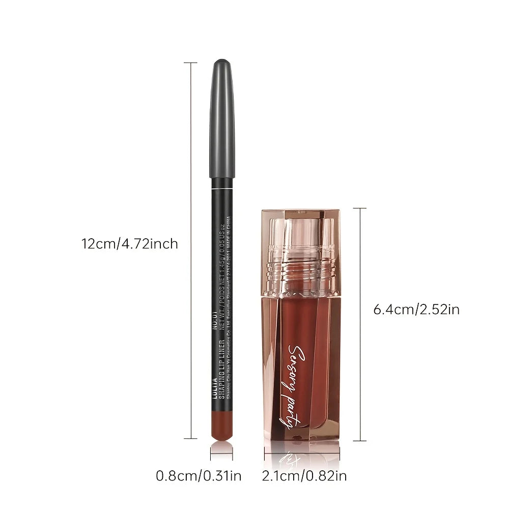 Hydrating Lip Gloss & Liner Set – Long-lasting, 3D Precision, Versatile Finish