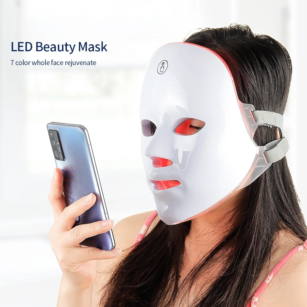 7-Color LED Photon Therapy Mask - Wireless Facial & Neck Skin Rejuvenation Device